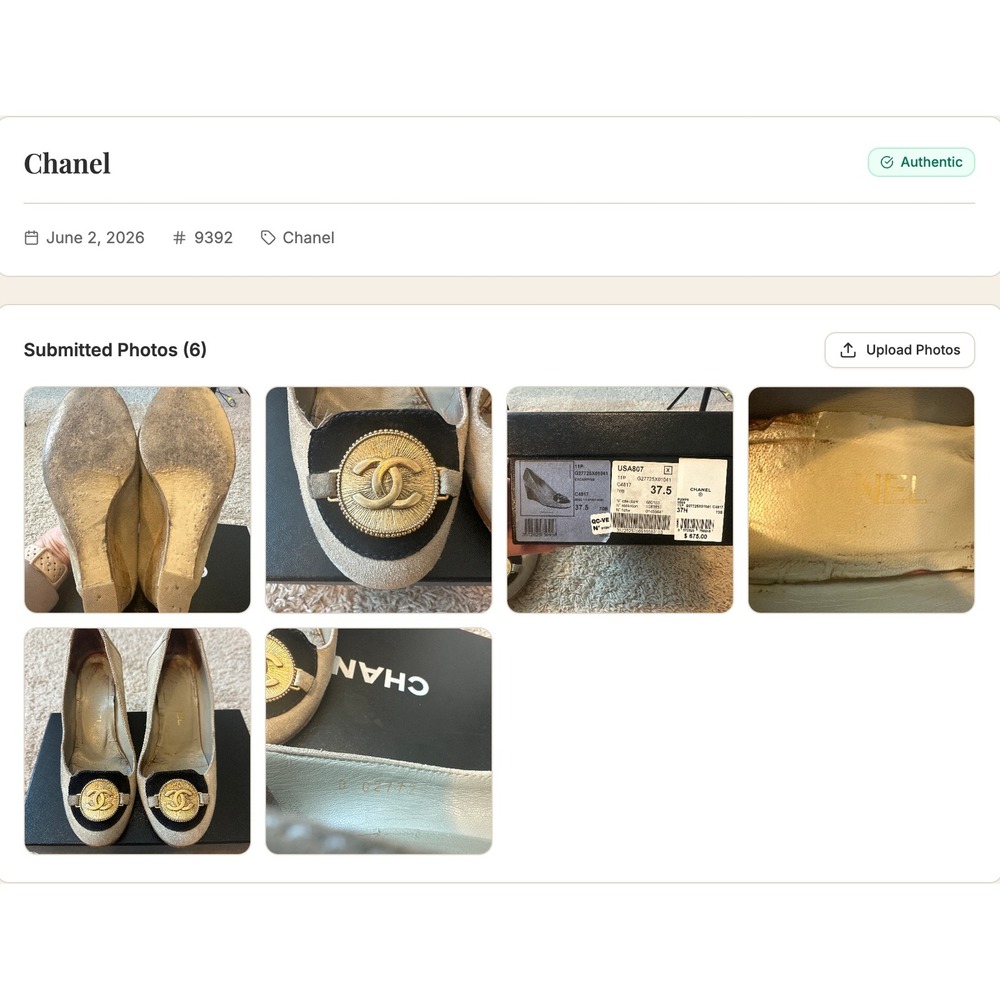 Chanel 11P Beige Black CC Medallion Cork Wedge Pumps EU 37.5 Vintage - Picture 12 of 12